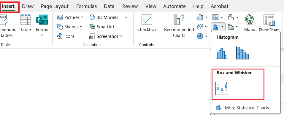 Box Plot function in Excel